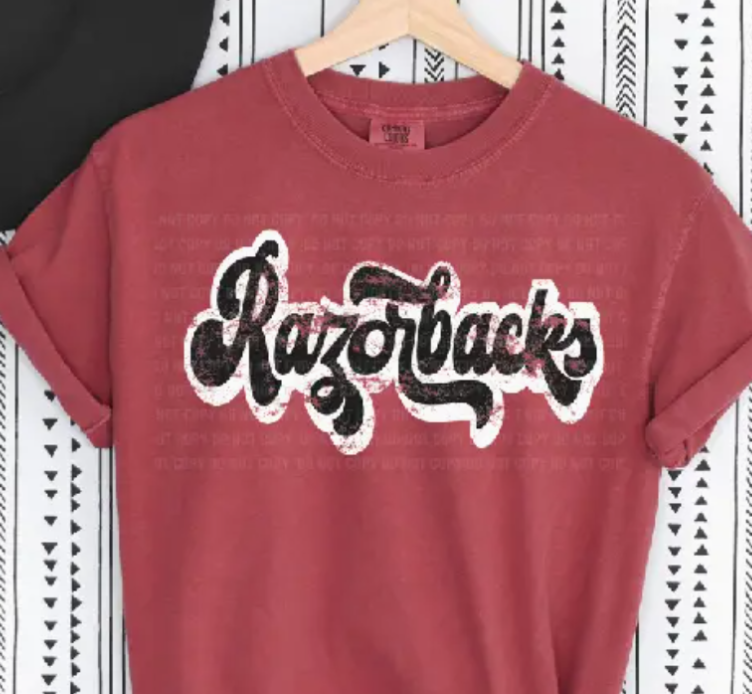 Hogs - Razorbacks Distressed Shirt Comfort Colors Crimson